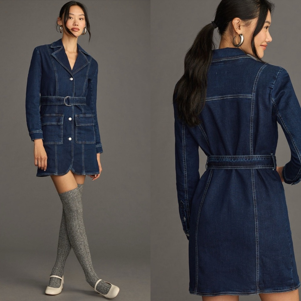 Anthropologie Pilcro Belted Denim Blazer Dress - Picture 1 of 5